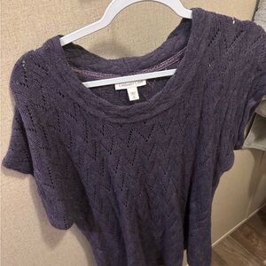 Cable & Gauge Textured Knit Top in Deep Purple